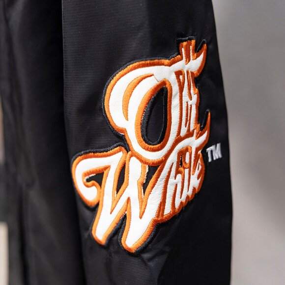 Black Baseball Jacket With Embroidered Off-White Logo - Picture 7 of 9